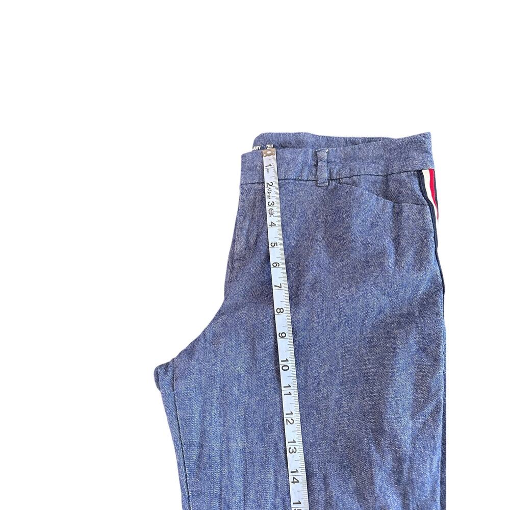 Old‎ Navy Blue Denim Linen Blend Mid-Rise Side-Stripe Ankle Dress Pants Size 12 - Picture 14 of 16